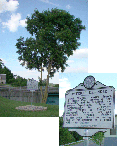 A historical marker marks the west end of the David Morgan Memorial Bridge, built in 1979.