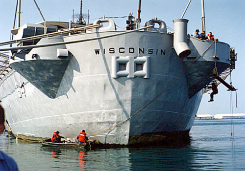 In the 1980s, painting crews tackled the Wisconsin’s exterior.